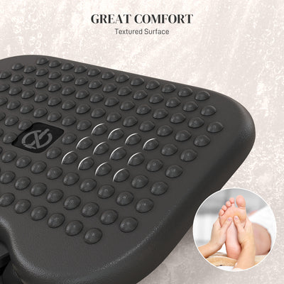 HOMCOM Footrest Adjustable Height & Angle Tilting Platform Home Office Foot Rest Black 