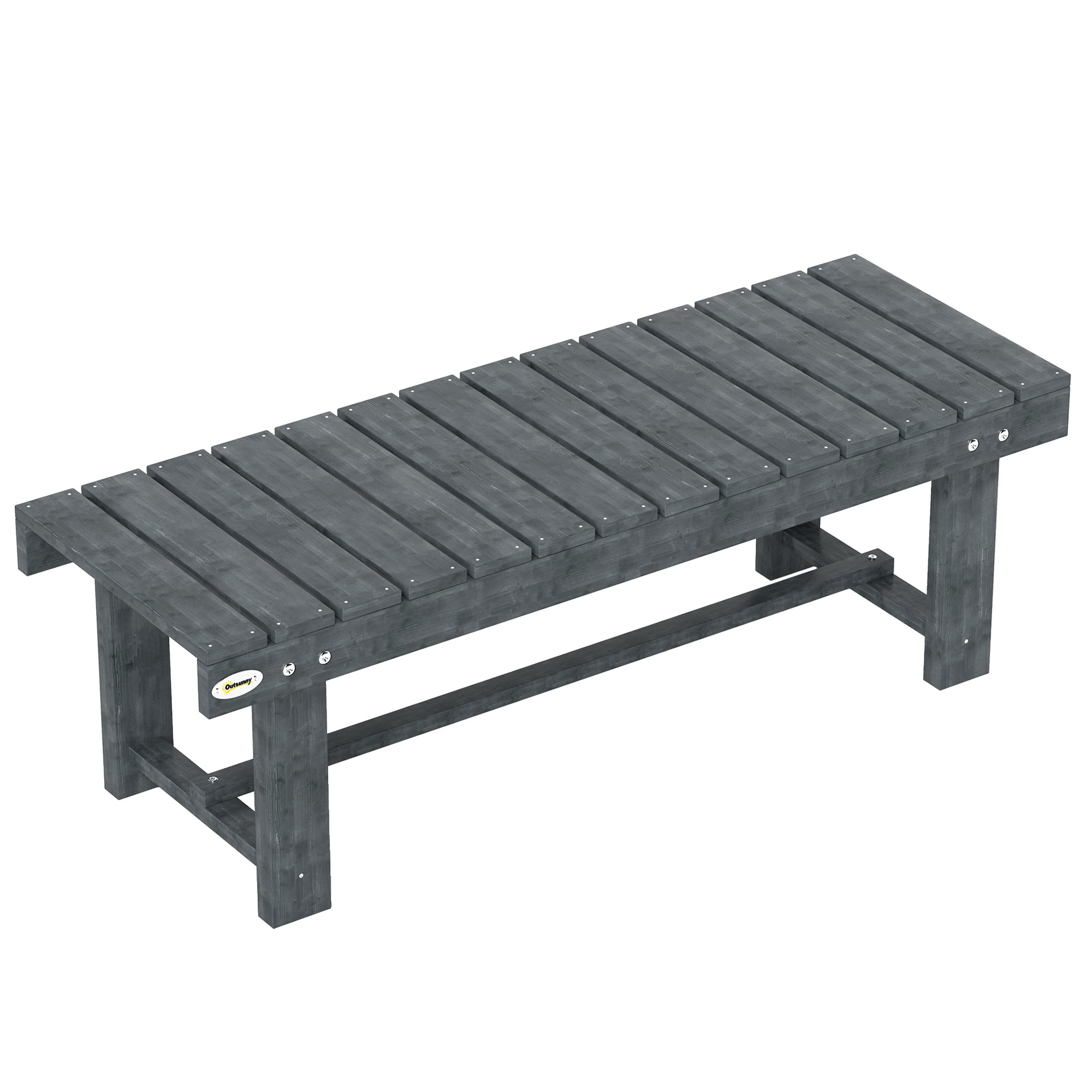 Outsunny 2-Seater Garden Wooden Bench, Grey 