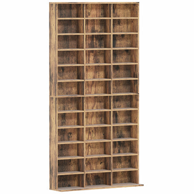 HOMCOM CD Storage Unit with Adjustable Shelves, 102 x 195 cm, Rustic Brown 