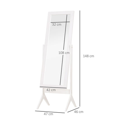 HOMCOM Freestanding Dressing Mirror Bedroom Tall Adjustable Angle 148x47cm White 