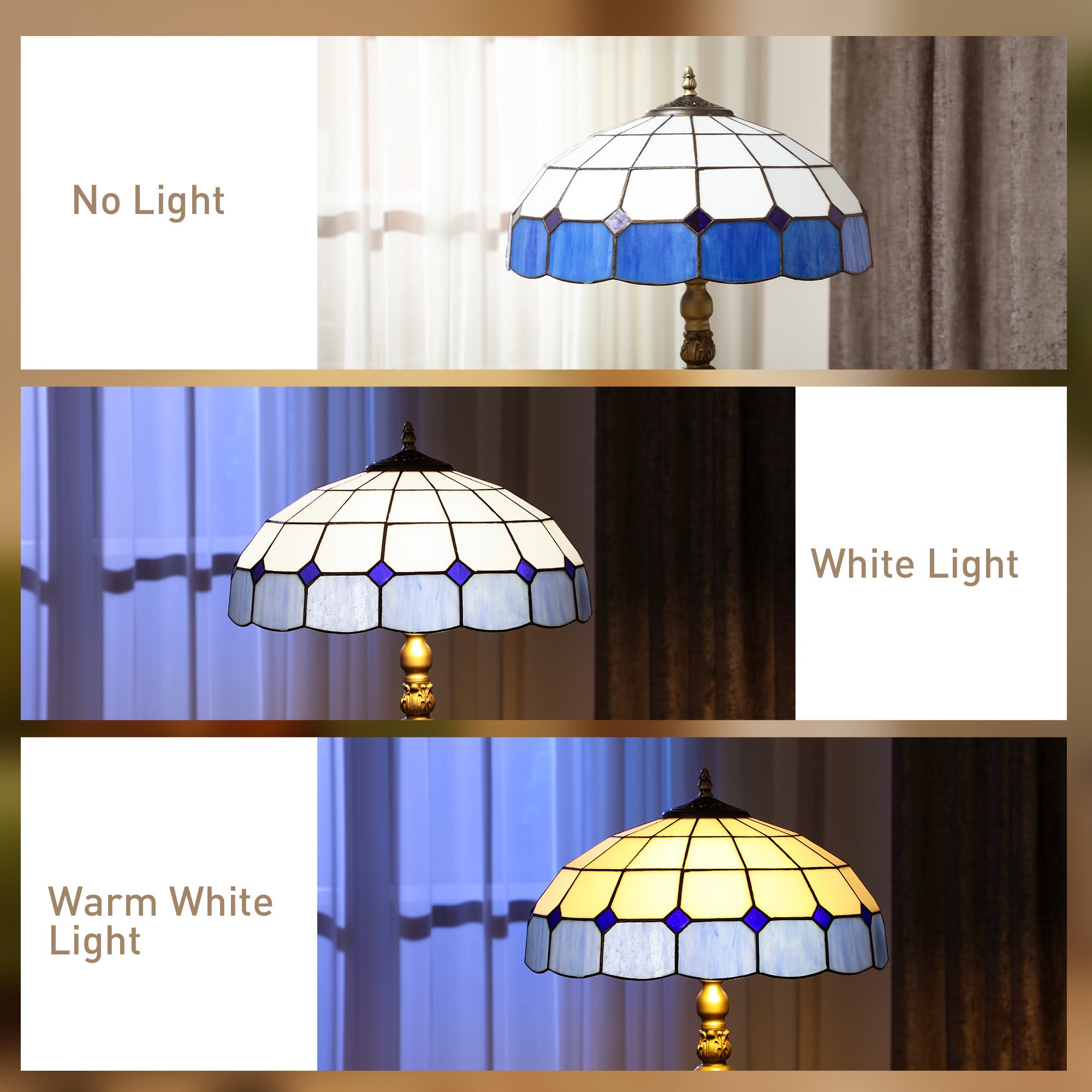 HOMCOM Tiffany-Style Floor Lamp with Handcrafted Stained Glass Shade, 152cm Tall Vintage Standing Lamp with Foot Switch and Dual Sockets for Living Room Bedroom, Bronze Tone and Blue 