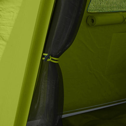 Outsunny Inflatable Camping Tent w/ Hand Pump, Easy Setup 1/2 Person Blow Up Tent Waterproof 190T Taffeta w/ Mesh Windows, Doors and Carry Bag, Green 