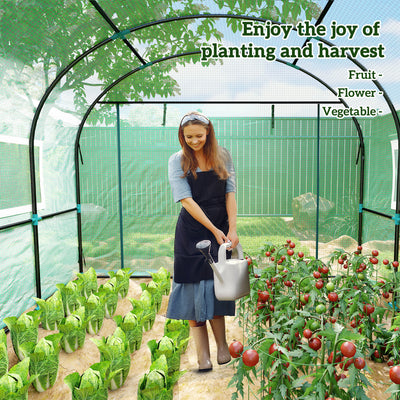 Outsunny 300 x 300cm Walk-In Polytunnel Greenhouse - Green 