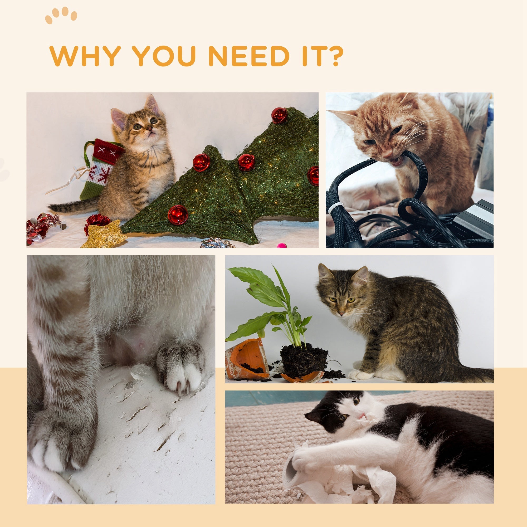 PawHut Four-Piece Cat Scratching Board, Cat Treadmill Replacement, 55 x 26cm - Brown 