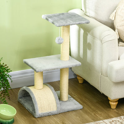 PawHut 72cm Cat Tree with Scratching Post, Pad for Indoor Cats - Light Grey 