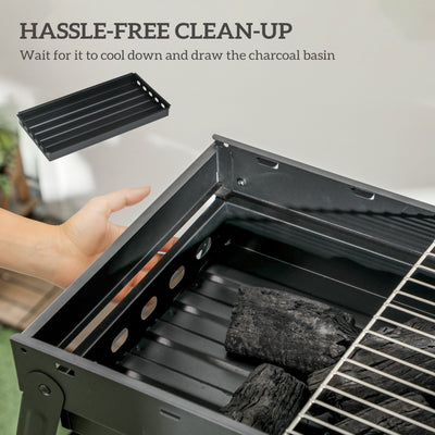 Outsunny Foldable Charcoal Grill - Black 