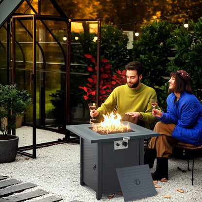 Outsunny 71 x 71cm 40000 BTU Gas Firepit Table - Black/Dark Grey 