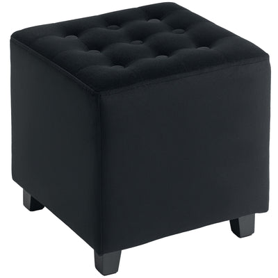 HOMCOM Velvet-Feel Square Ottoman - Grey 