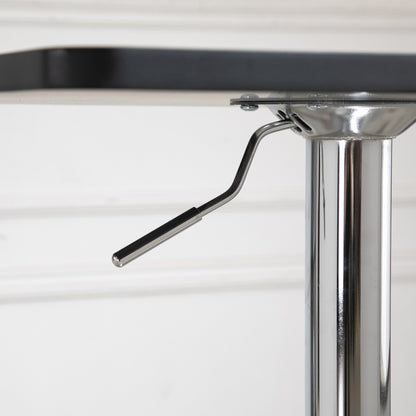 HOMCOM Modern Height Adjustable Counter Bar Table with 360° Swivel Tabletop and Electroplating Metal Base, Pub Desk for Living Room, Kitchen, Restaurant, Pub, Black and Silver 
