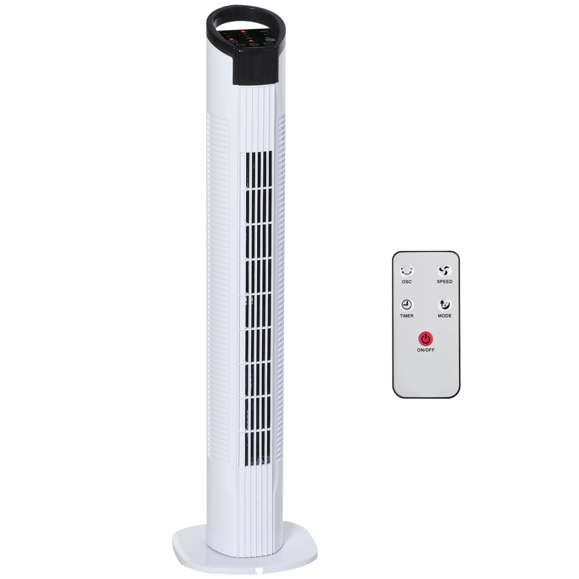 HOMCOM 31" Freestanding Tower Fan, 3 Speed 3 Mode, 7.5H Timer, Oscillating, LED Panel, Remote Control, 31 Inch Standing Fan, White 