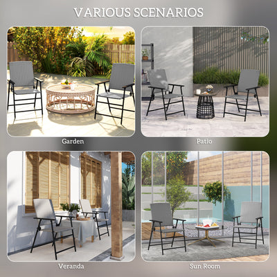 Outsunny Set of Two Folding Rattan Seat Chairs - Grey 