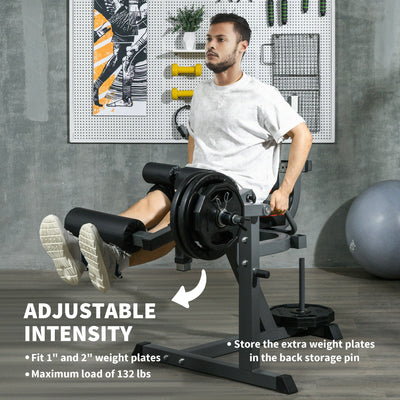 SPORTNOW Seated Leg Extension Machine, Adjustable Leg Raise Machine and Curl Machine with Plate Loaded for Hip, Thigh, Lower Body Workout 