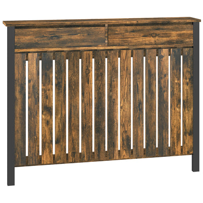 HOMCOM 93 x 119cm Rustic-Look Radiator Cover - Brown/Black 