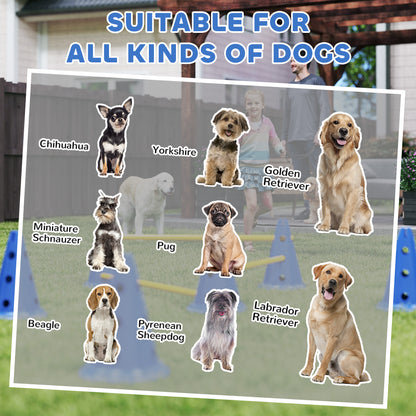 PawHut Dog Agility Equipment Set of Six Cones, Six Poles with Carry Bag, Three-Piece Adjustable Height Jumping Obstacles, Blue