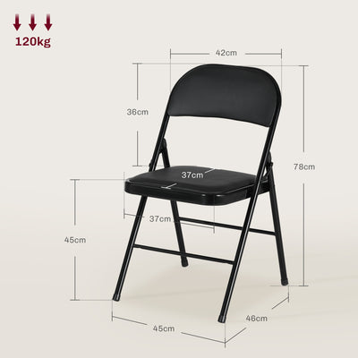 HOMCOM Set of Four Cushioned Folding Chairs - Black 