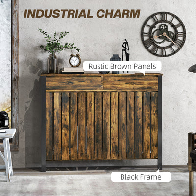 HOMCOM 93 x 119cm Rustic-Look Radiator Cover - Brown/Black 