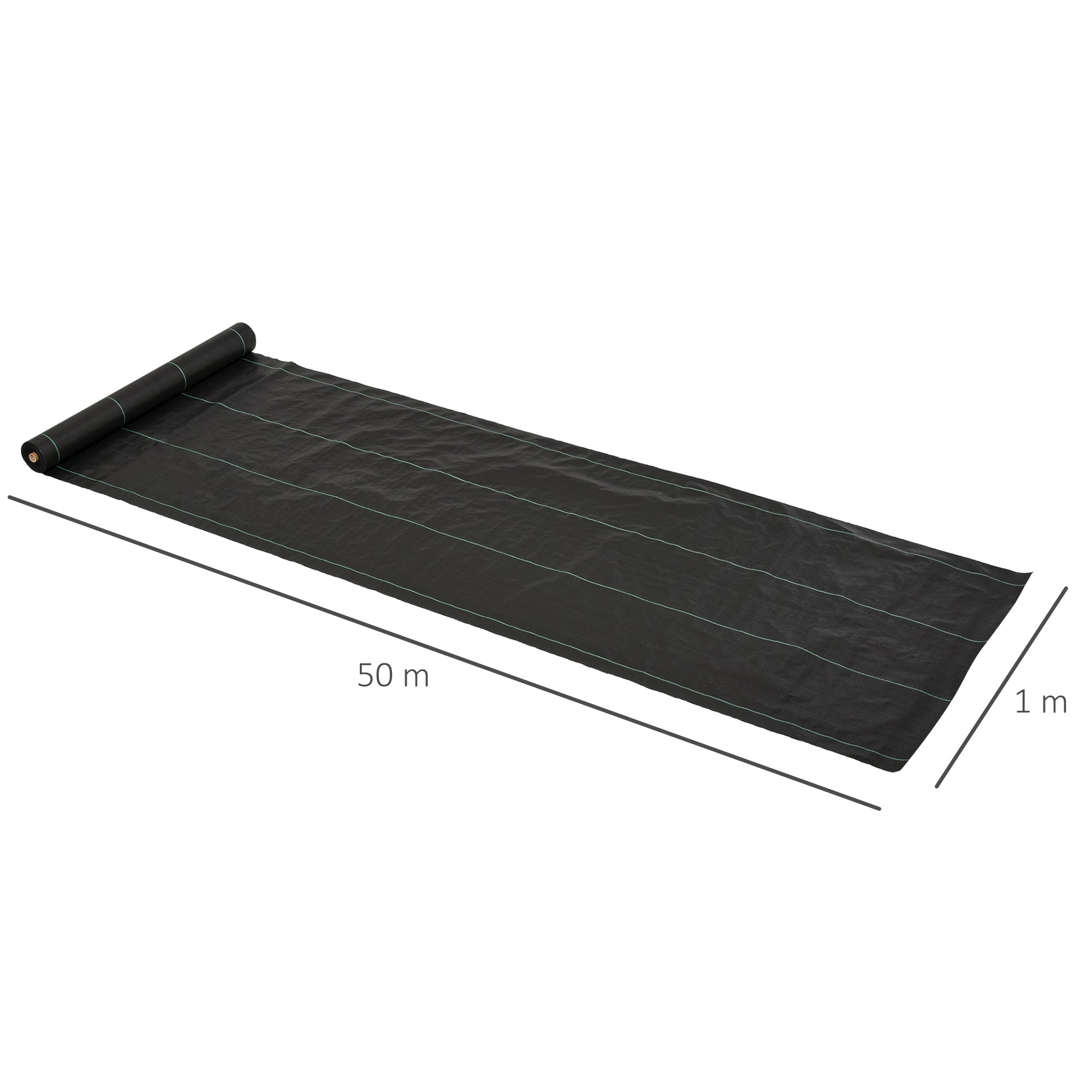 Outsunny 1m x 50m Weed Control Membrane, Heavy Duty Weed Control Barrier Fabric, 90gsm Ground Cover for Patios, Garden, Flower beds, Landscaping 