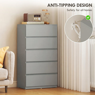 HOMCOM Chest of Drawers, 5-Drawer Storage Cabinets, Modern Dresser, Storage Drawer Unit for Bedroom 