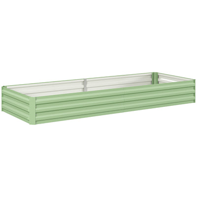 Outsunny Metal Raised Garden Bed Planter Box Outdoor Planters for Growing Flowers, Herbs, Green, Light Green 