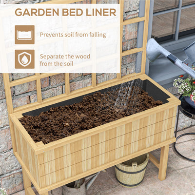 Outsunny 45 x 105cm Wooden Garden Planter, with Trellis - Natural 
