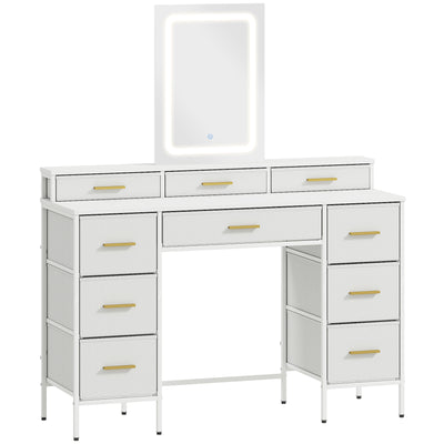 HOMCOM Multi-Storage Elegant Dressing Table, with LED Mirror - White