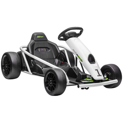 HOMCOM 24V Electric Go Kart for Kids, Drift Ride-On Racing Go Kart with 2 Speeds, for Boys Girls Aged 8-12 Years Old, White 