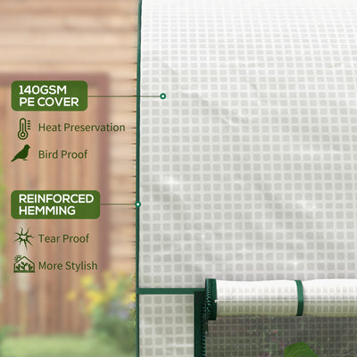 Outsunny 200 x 100cm Walk-In Greenhouse, with Zipped Doors - White 