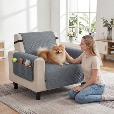 PawHut Waterproof Sofa Cover, Soft Couch Cover for Dogs Cats Pets, Non Slip Sofa Slipcoevr with Elastic Straps 