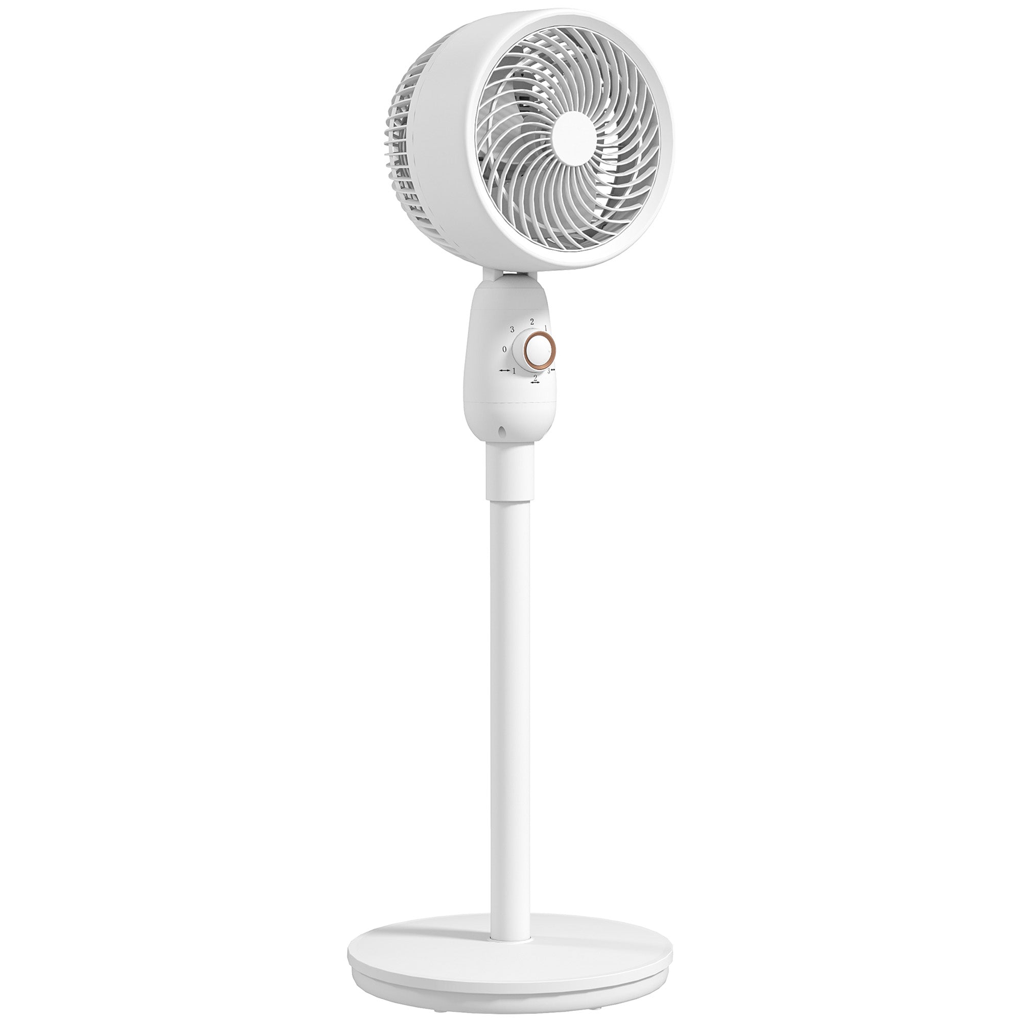 HOMCOM Pedestal Fan, Powerful Air Circulator, 12 Inch Floor Standing Fan with 3 Speed Settings, Oscillating Function for Bedroom, Home and Office, White 