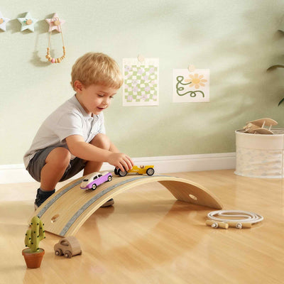AIYAPLAY Kids Wooden Balance Board with Rope, Wooden Wobble Board with Felt for Sensory Play, for Toddler 3-6 Years Old 