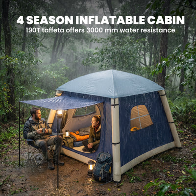 Outsunny Inflatable Camping Tent w/ Hand Pump, Easy Setup 1/2 Person Blow Up Tent, Dark Blue 
