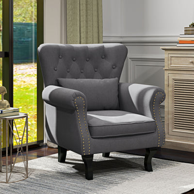 HOMCOM Chesterfield-Style Accent Chair - Grey 