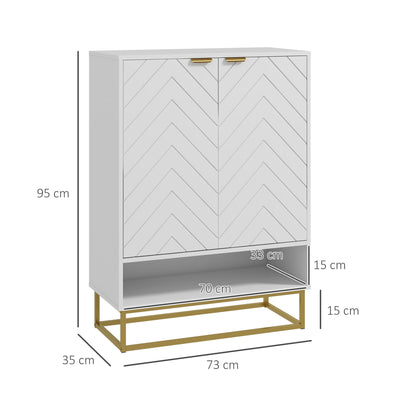 HOMCOM Shoe Storage Cabinet, Modern Shoe Cupboard with Open Shelf, Adjustable Shelf, 6 Vents, Shoe Rack for 12 Pairs of Shoes 