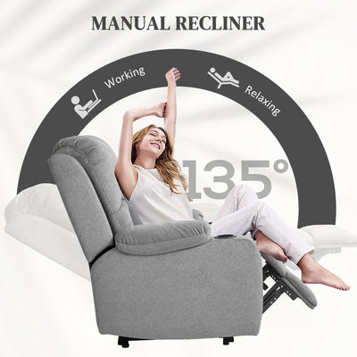 HOMCOM Microfibre Manual Reclining Armchair, with Footrest - Grey 