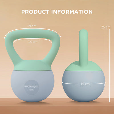 SPORTNOW 4KG Kettlebell, Soft Kettle Bell with Non-Slip Handle for Home Gym Weight Lifting and Strength Training 
