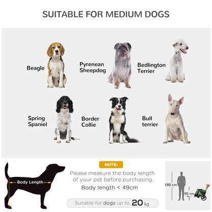 PawHut 2 in 1 Aluminium Foldable Dog Bike Trailer, Pet Stroller, for Medium Dogs - Green 