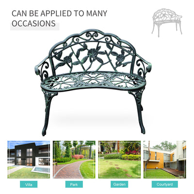 Outsunny Cast Aluminum Garden Bench-Antique Green 