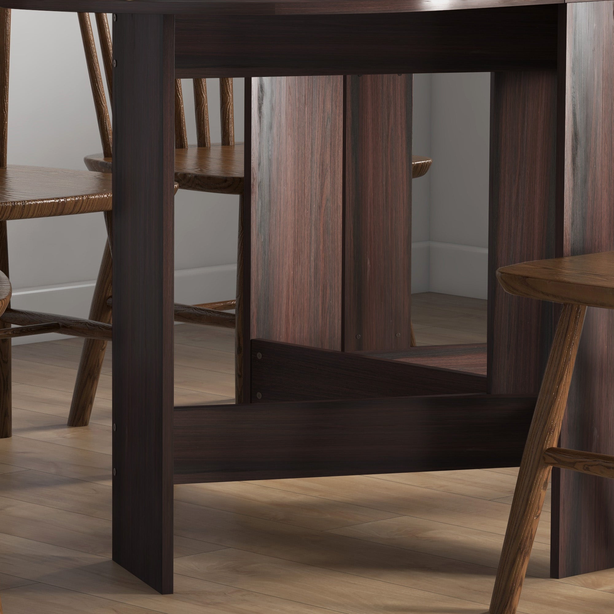 HOMCOM Folding Dining Table, Drop Leaf Table for Small Spaces, Oval Tabletop for Dining Room, Chocolate Wood Effect 