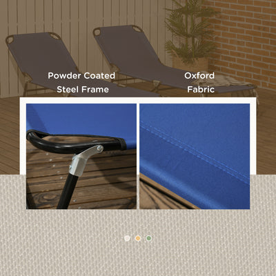 Outsunny Set of Two Metal Frame Folding Sun Loungers - Blue 