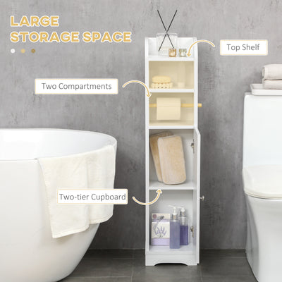 kleankin Multi-Storage Narrow Bathroom Cabinet - White 