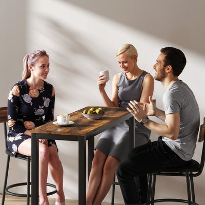 HOMCOM Rectangular Bar Table, Wood Effect Pub Coffee Table for Small Space, Breakfast Dining, Kitchen, Industrial, Rustic Brown 
