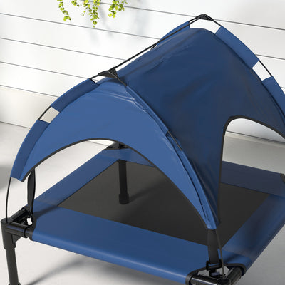 PawHut Cooling Raised Pet Bed w/ Washable Breathable Mesh, for Small Medium Dogs, 76 x 61 x 69.5cm - Dark Blue 