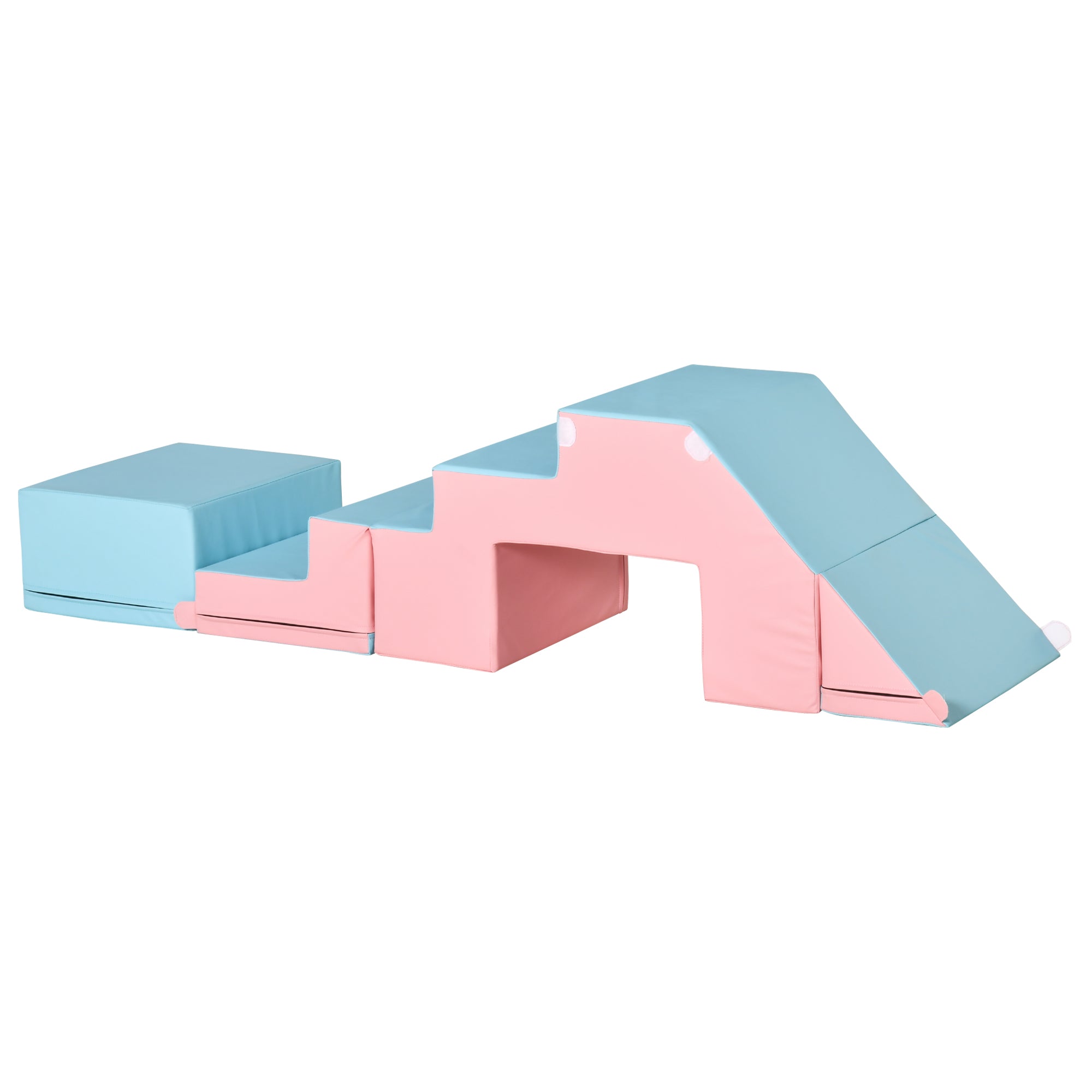 HOMCOM 2-piece Soft Play Set, Baby Foam Climber Block for Toddler 1-3 Years, Pink Blue 