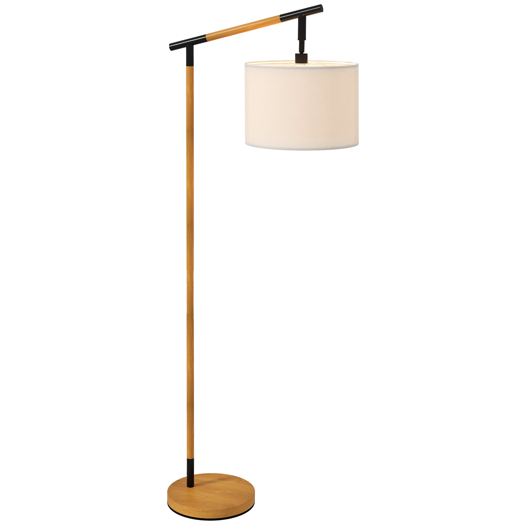 HOMCOM Metal Frame Floor Lamp with 350\'c2\'b0 Rotating Lampshade, for Living Room and Bedroom, LED Bulb Included, Brown