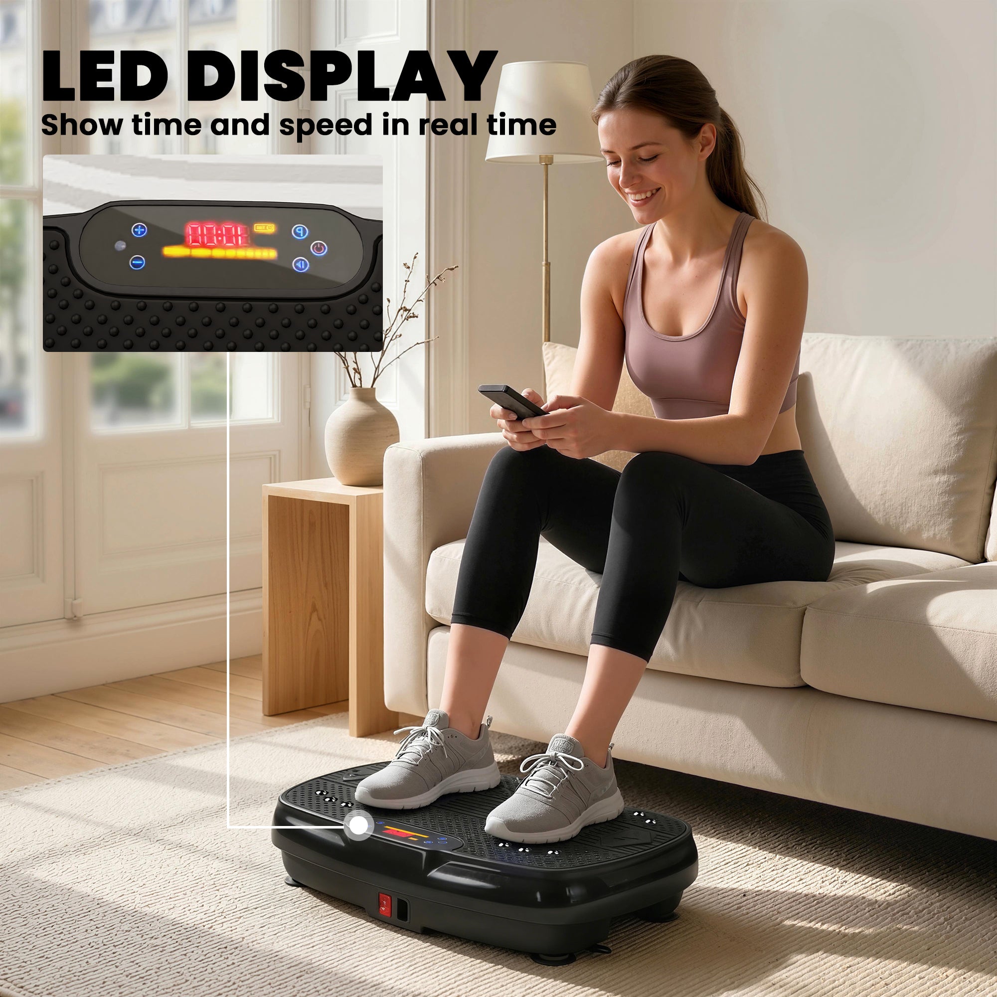 SPORTNOW Vibration Plate Exercise Machine with 120 Speed Levels, 5 Programs, Quiet Vibrating Plate with Resistance Bands 