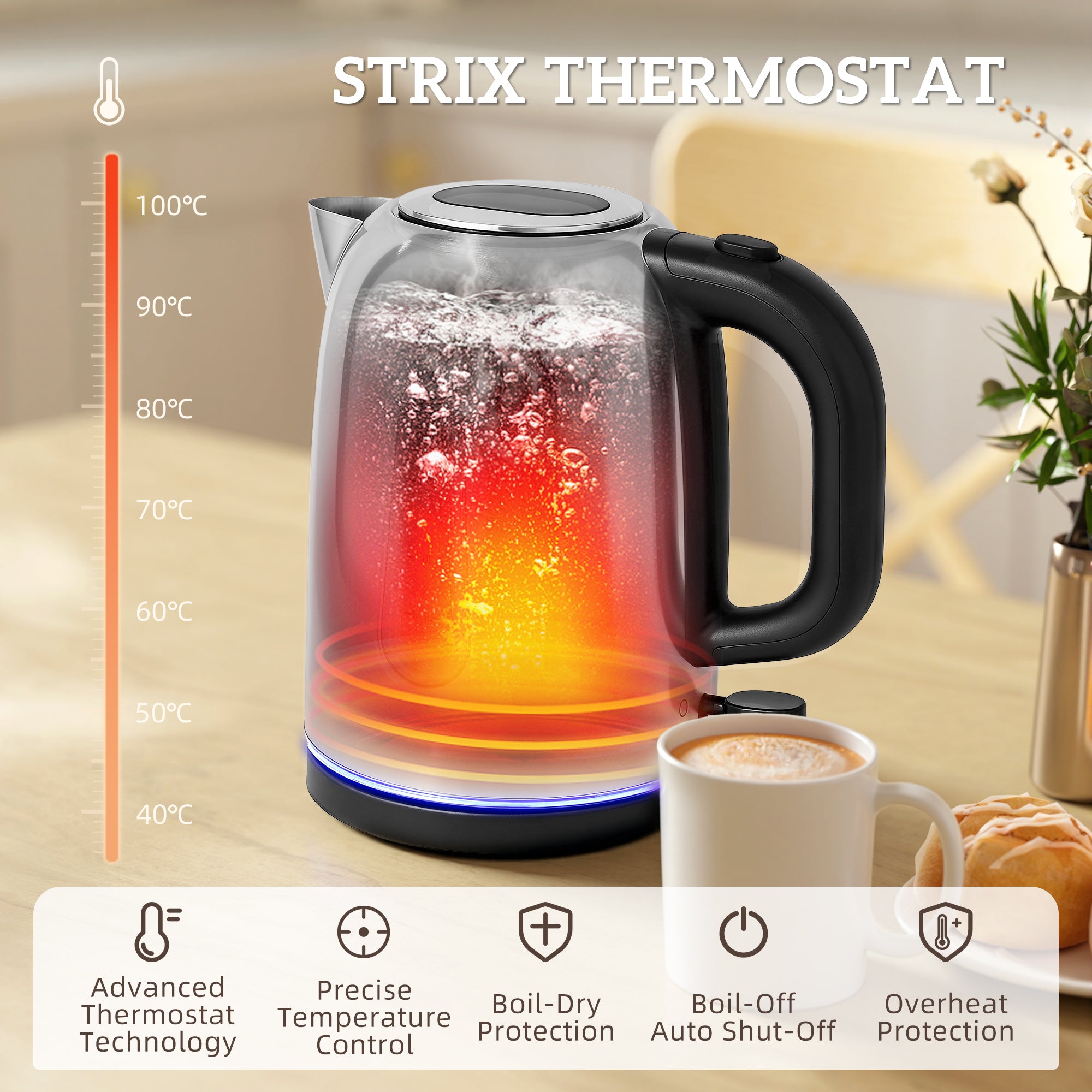 HOMCOM Kettle and Toaster Set, 1.7L 3000W Rapid Boil Jug Kettle with Otter Thermostat, Limescale Filter, 4 Slice Toaster with 7 Browning Controls, Crumb Tray, LED Strip, Silver Tone 