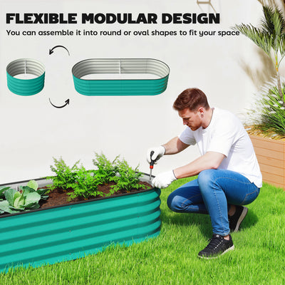 Outsunny Set of Two 150 x 60cm Steel Planters - Green 