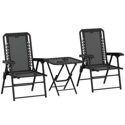 Outsunny Three-Piece Garden Table and Chair Set - Black 