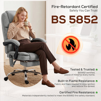 HOMCOM Office Chair with 6-Point Vibration Massage and Heat, Executive Computer Desk Chair with High Back, Reclining, Grey 