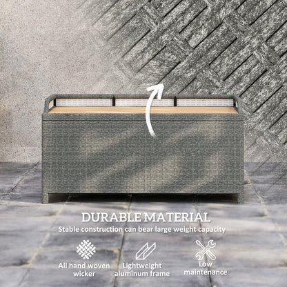 Outsunny 130 L Rattan Garden Storage Box, with Seat - Grey 